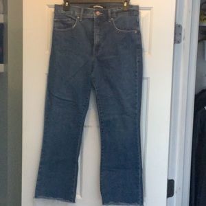 Express High Waisted Flare Cropped Jeans